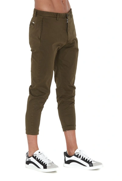 Shop Dsquared2 Zip Detail Cropped Trousers In Green