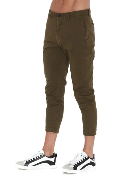 Shop Dsquared2 Zip Detail Cropped Trousers In Green