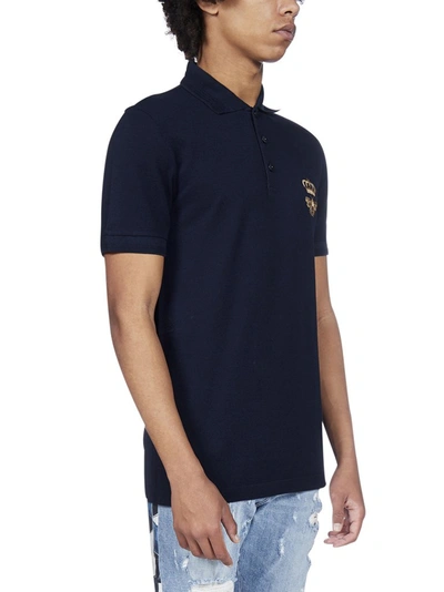 Shop Dolce & Gabbana Embroiderd Logo Polo Shirt In Blue