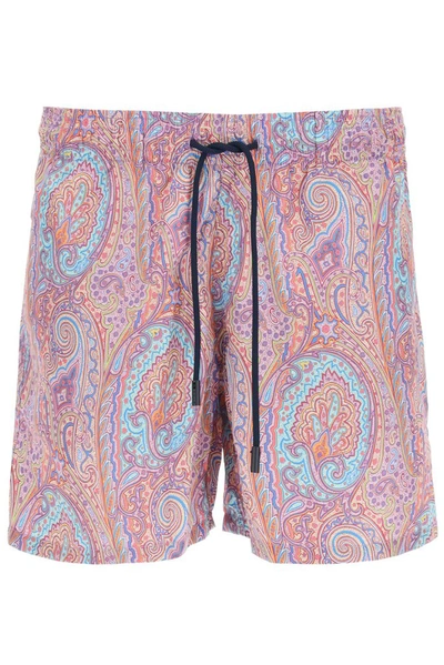 Shop Etro Floral Paisley Print Swim Shorts In Multi