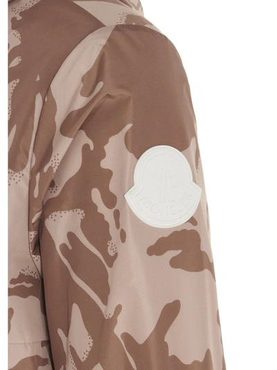 Shop Moncler Chardon Abstract Printed Jacket In Beige
