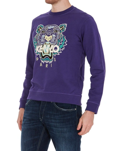 Shop Kenzo Tiger Embroidered Sweatshirt In Purple