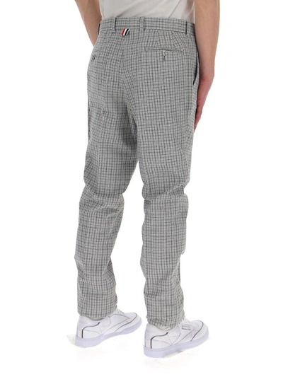 Shop Thom Browne Checked Pants In Grey