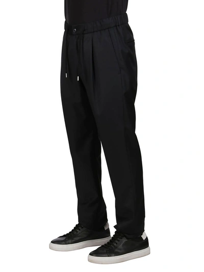 Shop Giorgio Armani Drawstring Trousers In Black