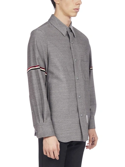 Shop Thom Browne Rwb Stripe Shirt In Grey