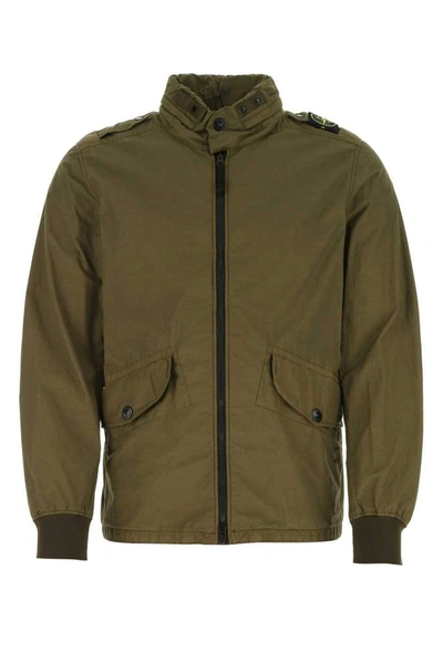 Shop Stone Island Front Pockets Zipped Jacket In Green