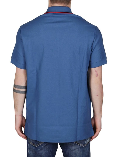 Shop Burberry Monogram Motif Piqué Polo Shirt In Blue