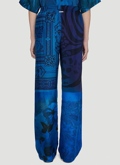 Shop Marine Serre Graphic Print Pants In Blue