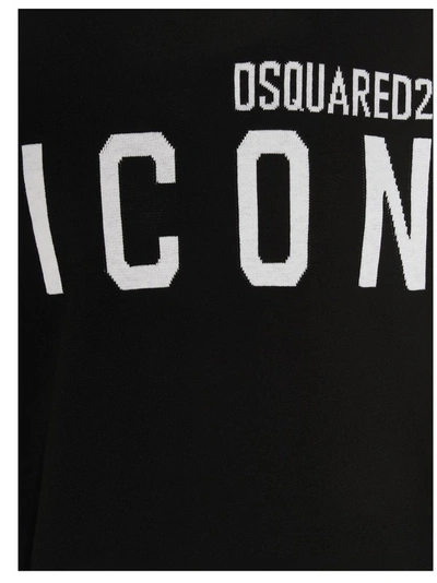 Shop Dsquared2 Icon Intarsia Crewneck Sweater In Black