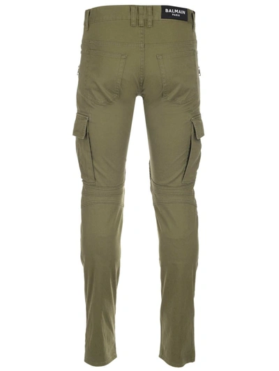 Shop Balmain Cargo Tapered Trousers In Green