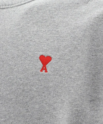 Shop Ami Alexandre Mattiussi Ami Logo Embroidered Crewneck Sweatshirt In Grey