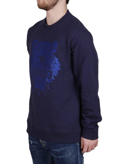 Shop Kenzo Tiger Embroidered Sweatshirt In Navy