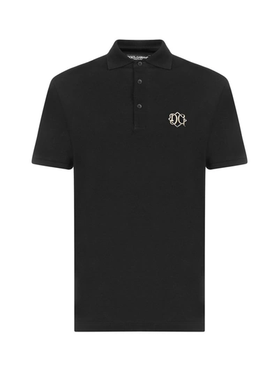 Shop Dolce & Gabbana Monogram Logo Polo Shirt In Black