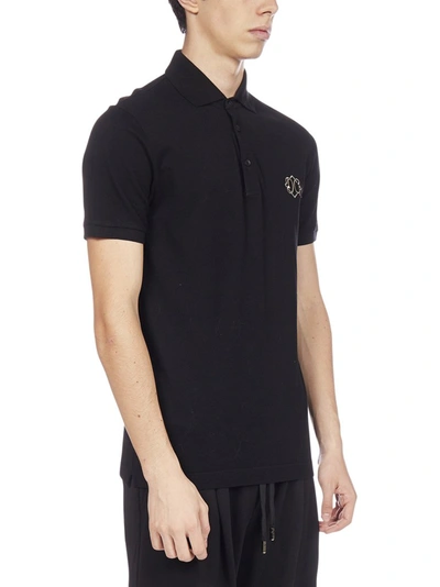 Shop Dolce & Gabbana Monogram Logo Polo Shirt In Black