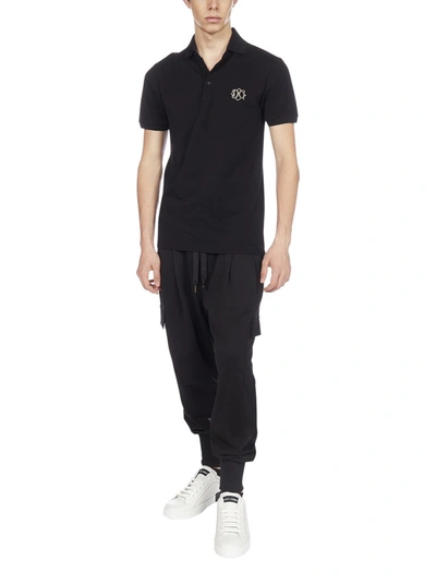 Shop Dolce & Gabbana Monogram Logo Polo Shirt In Black