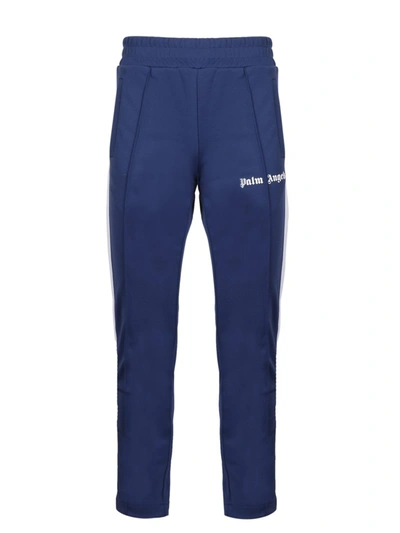 Shop Palm Angels Logo Print Classic Track Pants In Blue