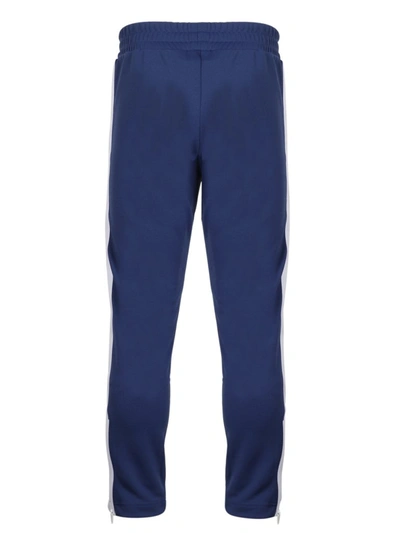 Shop Palm Angels Logo Print Classic Track Pants In Blue