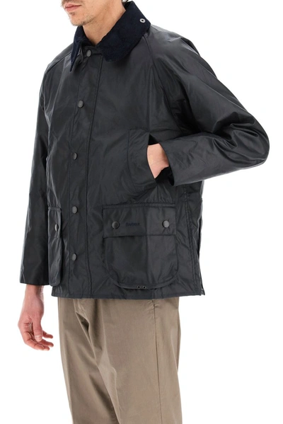 Shop Barbour Bedale Waxed Jacket In Navy