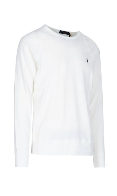 Shop Polo Ralph Lauren Logo Embroidered Sweatshirt In White