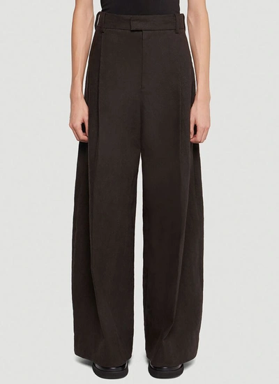 Shop Bottega Veneta Wide Leg Trousers In Brown