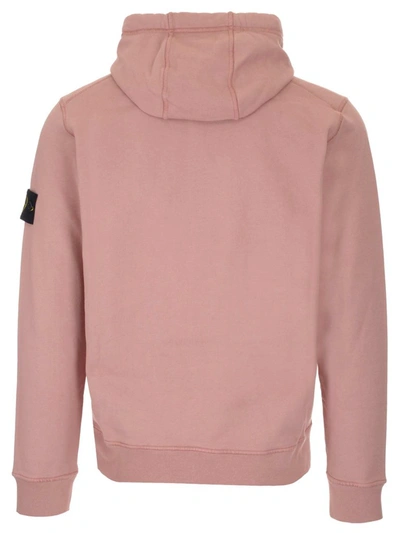 Shop Stone Island Logo Patch Hoodie In Pink