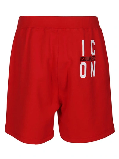 Shop Dsquared2 Icon Logo Print Track Shorts In Red