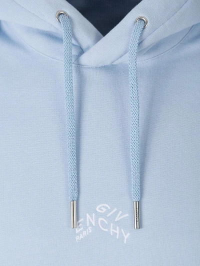 Shop Givenchy Refracted Embroidered Logo Hoodie In Blue