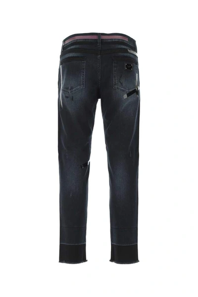 Shop Dolce & Gabbana Distressed Straight Leg Jeans In Blue