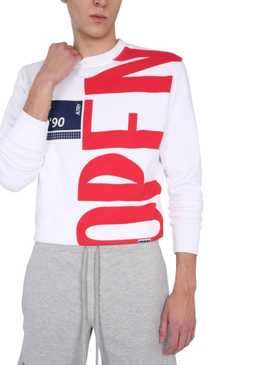 Shop Autry Logo Print Crewneck Sweatshirt In White