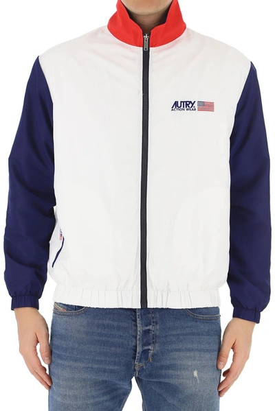 Shop Autry Action Wear Zipped Sweatshirt In White