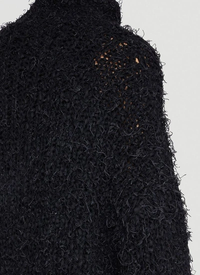 Shop Balenciaga Frayed Edge Turtleneck Sweater In Black