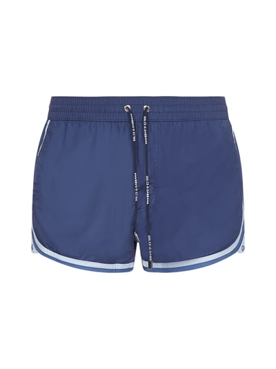 Shop Dolce & Gabbana Drawstring Swim Shorts In Blue