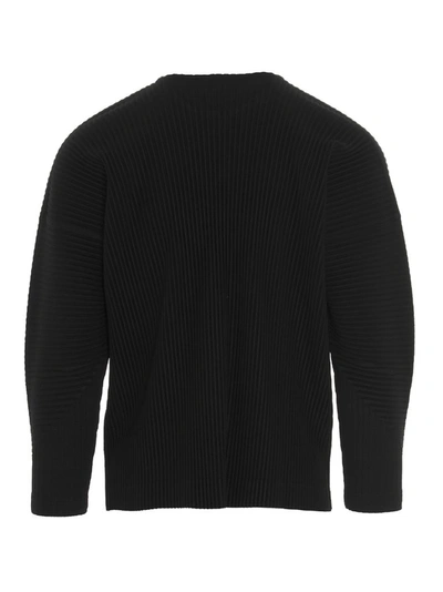 Shop Issey Miyake Homme Plissé  Pleated Crewneck Sweatshirt In Black