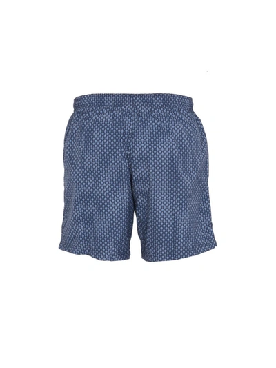 Shop Alexander Mcqueen Printed Swim Shorts In Blue