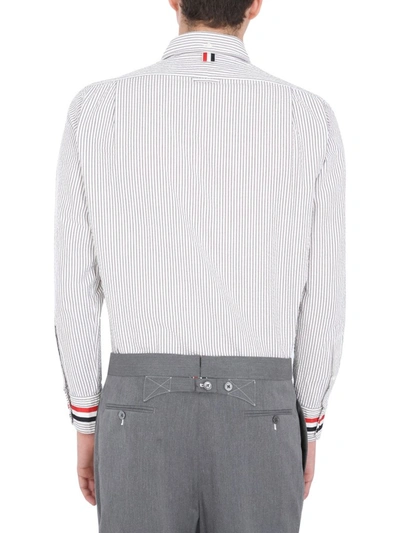 Shop Thom Browne Striped Buttoned Shirt In Grey