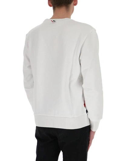 Shop Thom Browne Rwb Stripe Crewneck Sweatshirt In White