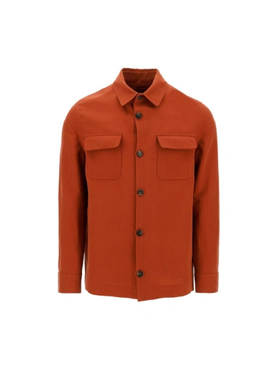 Shop Loro Piana Pocket Detail Buttoned Overshirt In Red