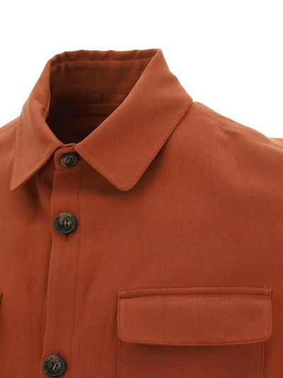 Shop Loro Piana Pocket Detail Buttoned Overshirt In Red