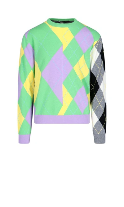 Shop Versace Patterned Crewneck Knit Jumper In Multi