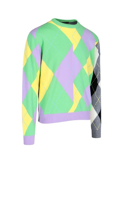 Shop Versace Patterned Crewneck Knit Jumper In Multi