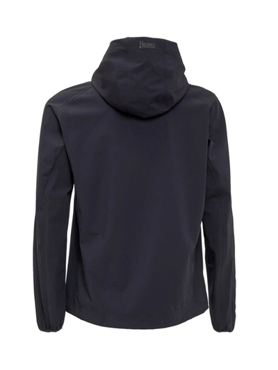 Shop Herno Zipped Hooded Jacket In Navy