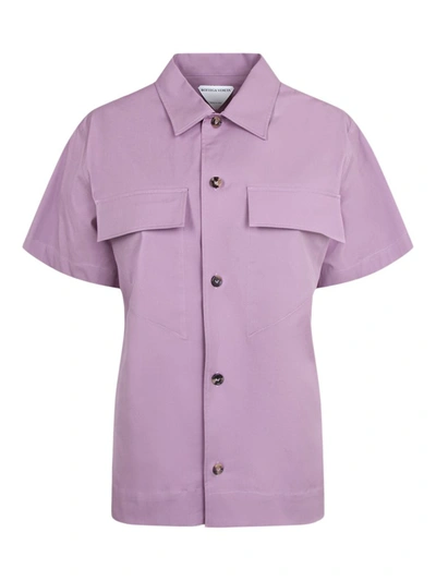 Shop Bottega Veneta Short Sleeve Military Shirt In Purple