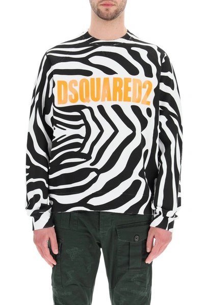 Shop Dsquared2 Zebra Print Sweatshirt In Multi