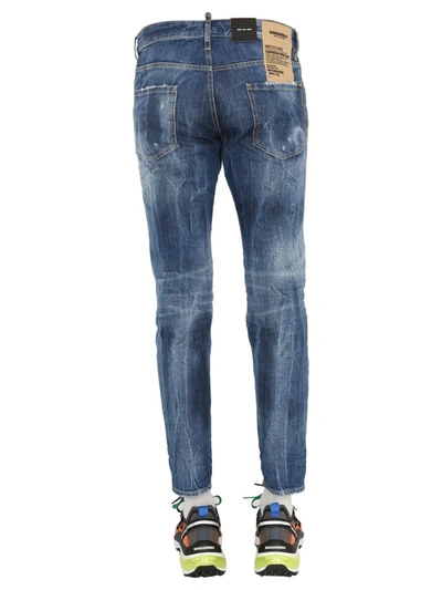 Shop Dsquared2 Whiskering Effect Jeans In Blue
