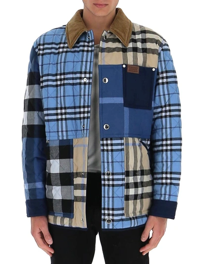 Shop Burberry Patchwork Check Overshirt In Multi