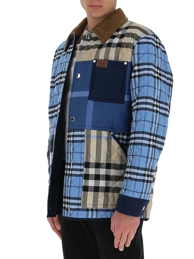 Shop Burberry Patchwork Check Overshirt In Multi