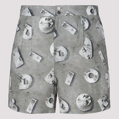 Shop Dior Homme X Daniel Arsham Printed Bermuda Shorts In Grey