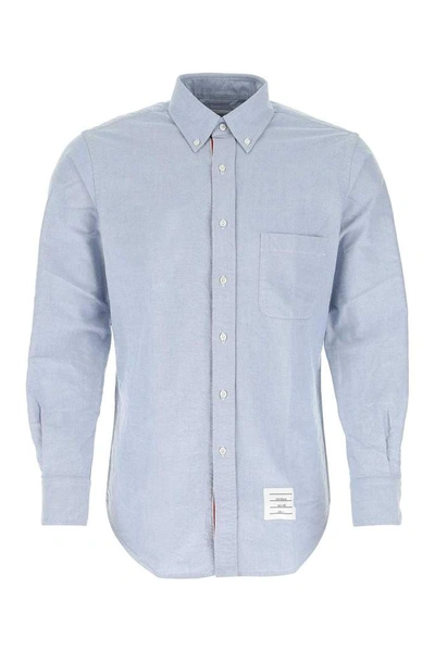 Shop Thom Browne Buttoned Oxford Shirt In Blue