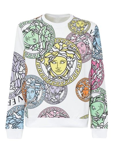 Shop Versace Medusa Print Crewneck Sweatshirt In Multi
