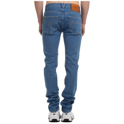 Shop Versace Straight Leg Jeans In Blue